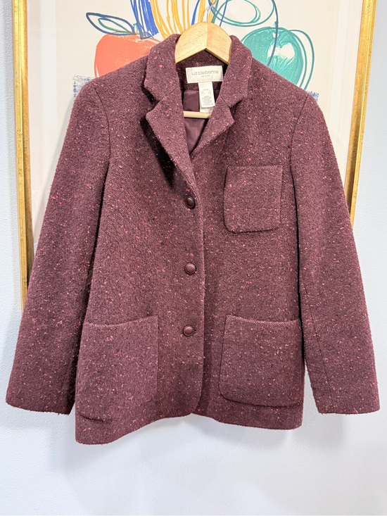 Liz Claiborne Jackets & Blazers - Liz Claiborne Tweed Wool Jacket Plum Maroon